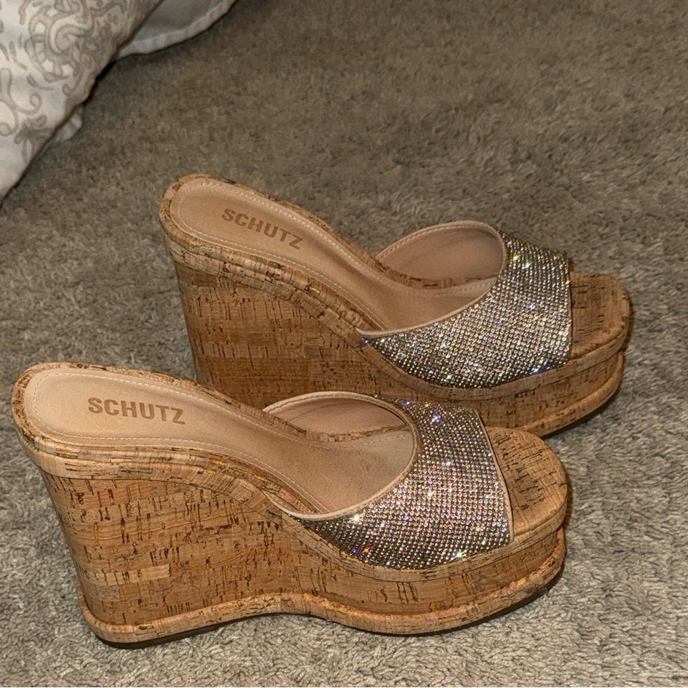 Schutz Dalle crystal-embellished high-heel wedges - Picture 4 of 11